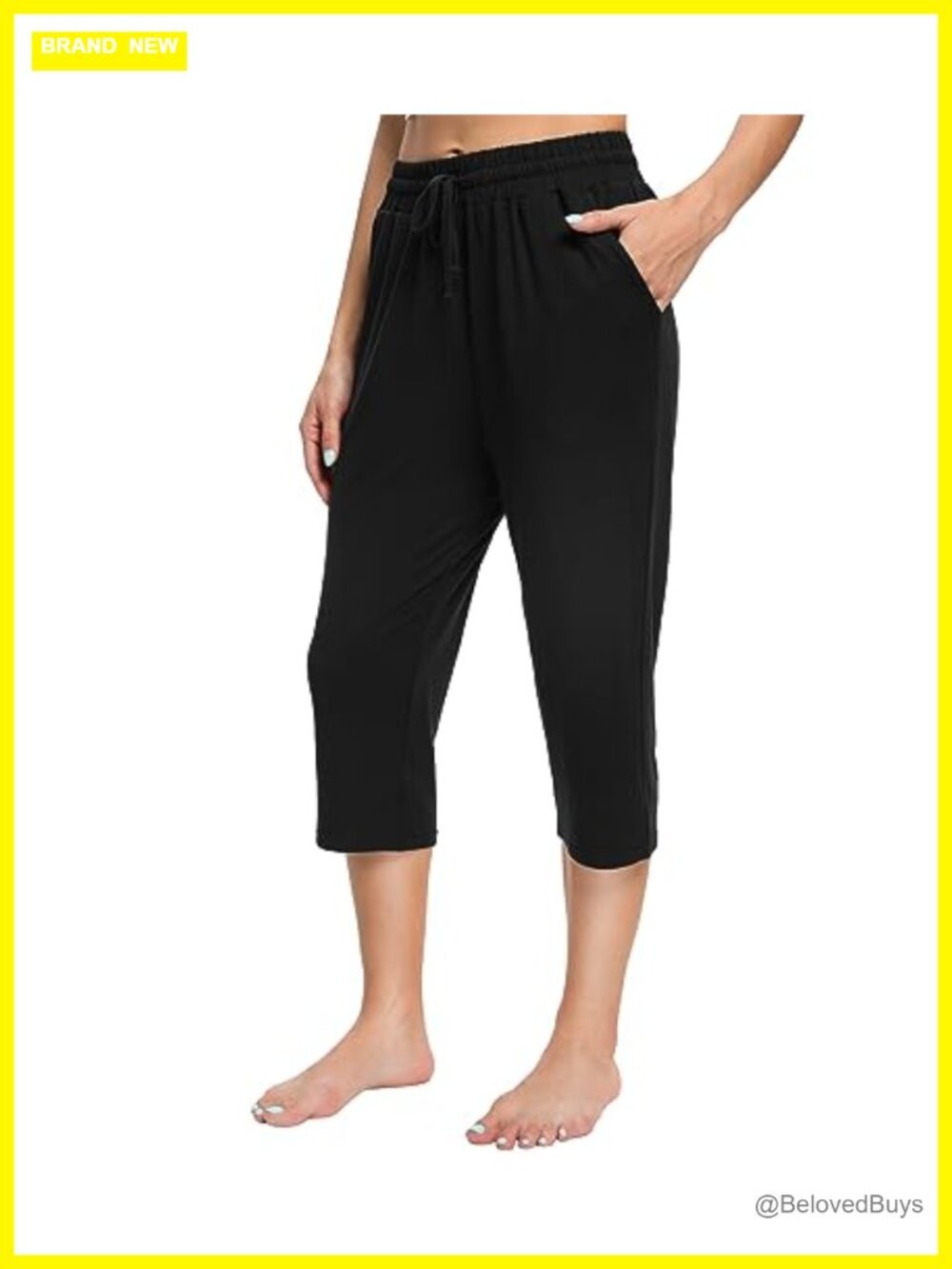 Women's Loose Fit Yoga Capri Pants High Waist Drawstring Pockets